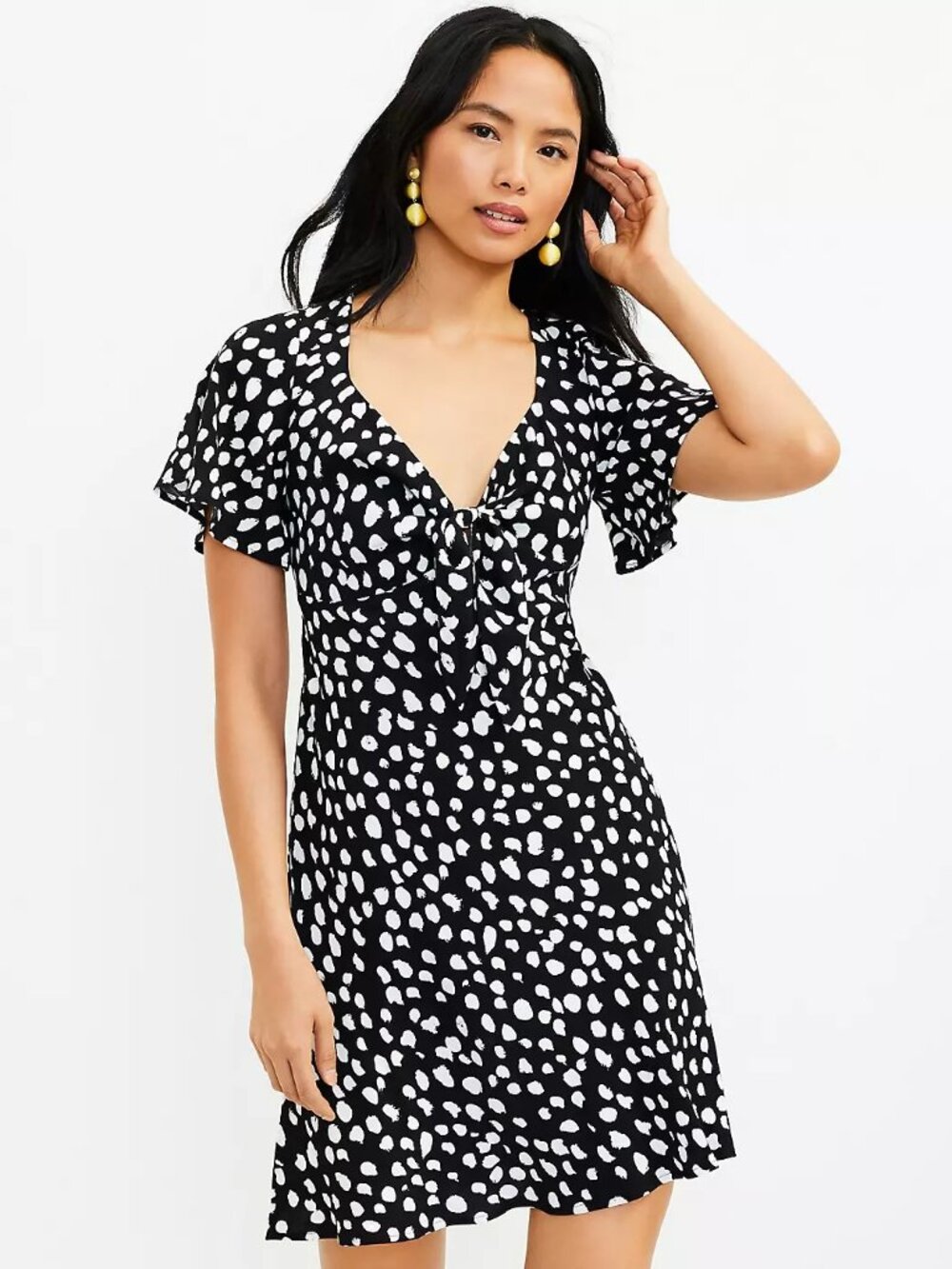 NWT Ann Taylor LOFT Size Small Black White Modern Polka Dot Mini Dress NEW